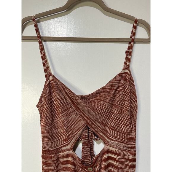 For Love & Lemons Isabella Midi Dress Brown Cream Size Med/Lg (XL) NWT Stretchy - Picture 5 of 16